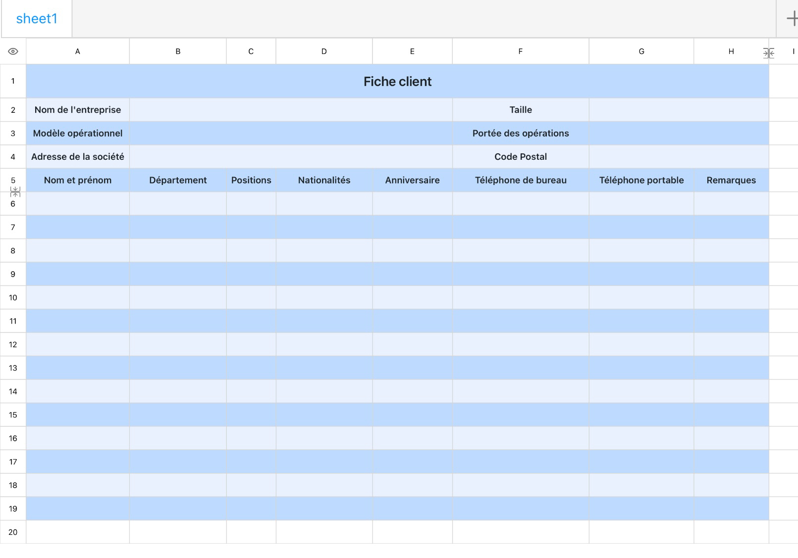 Fiche client 1